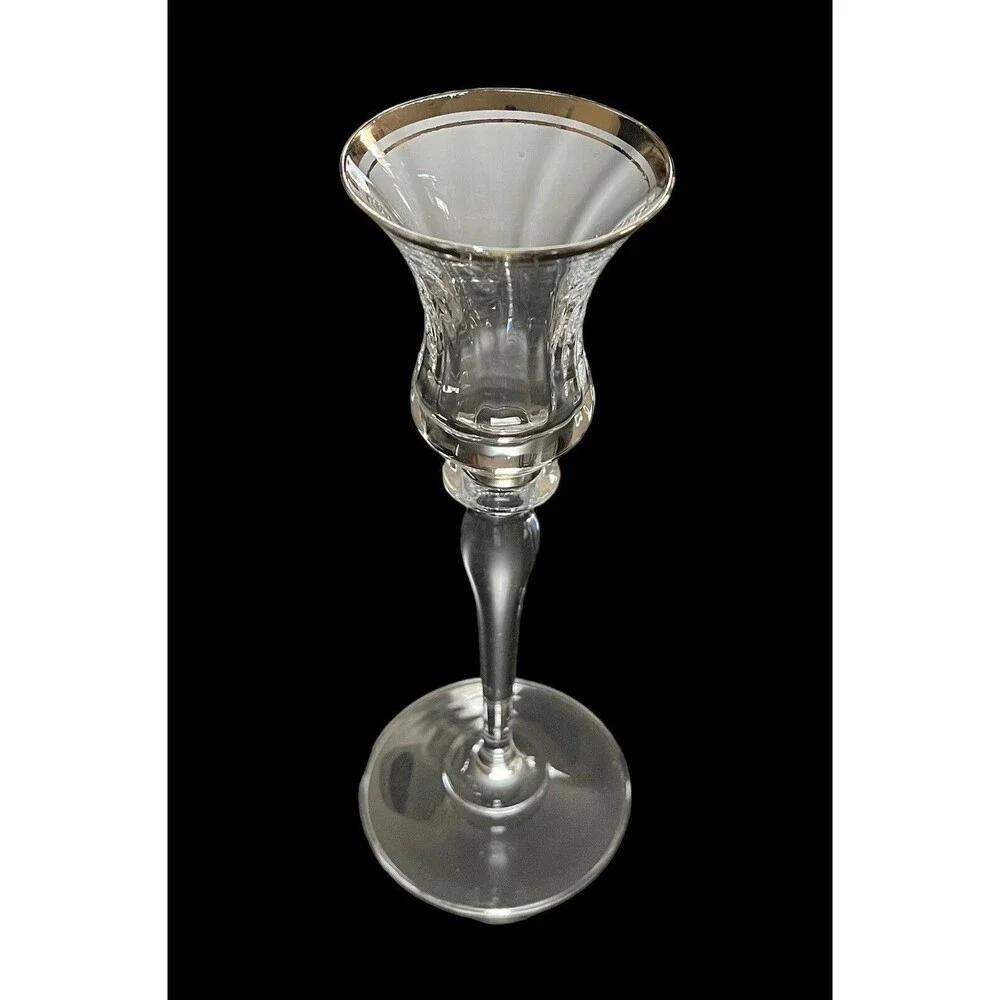 Vintage Mikasa Jamestown Clear Gold Trim‎ Crystal Single Candlestick Holder EUC